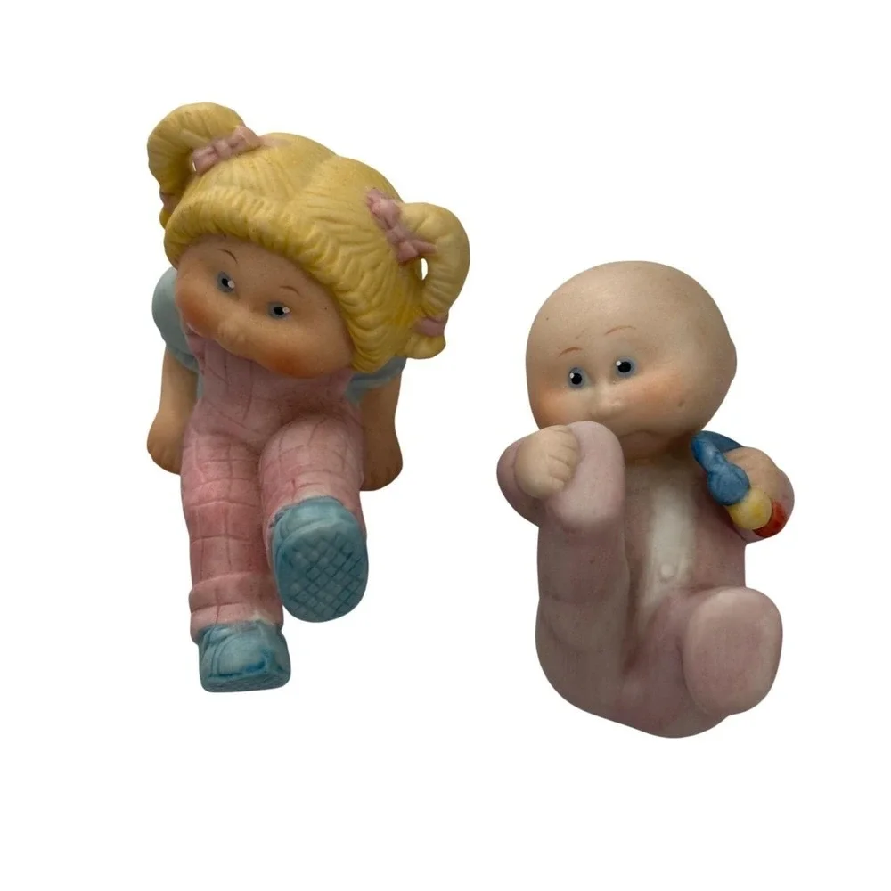 Vintage 1984‎ Cabbage Patch Girl Baby Retro Figurine Set Porcelain OAA Inc 84th